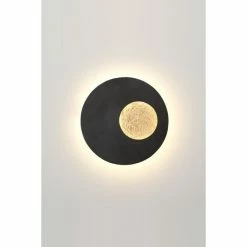 Holländer LUNA Wandleuchte LED Schwarz, Braun, Gold, 1-flammig
