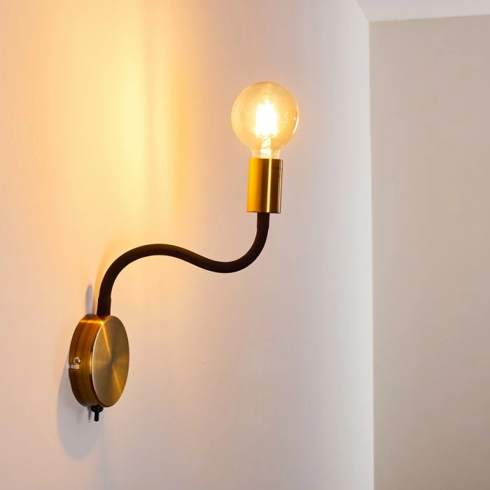 Hofstein Hovslund Wandleuchte Schwarz, Gold, 1-flammig 4 Hofstein Hovslund Wandleuchte Schwarz, Gold, 1-flammig – Bild 4