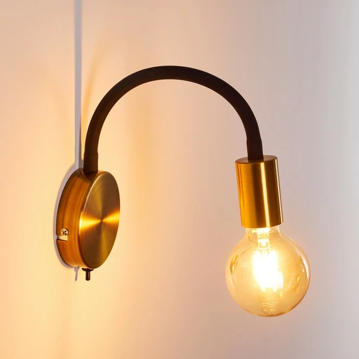 Hofstein Hovslund Wandleuchte Schwarz, Gold, 1-flammig 10 Hofstein Hovslund Wandleuchte Schwarz, Gold, 1-flammig – Bild 10