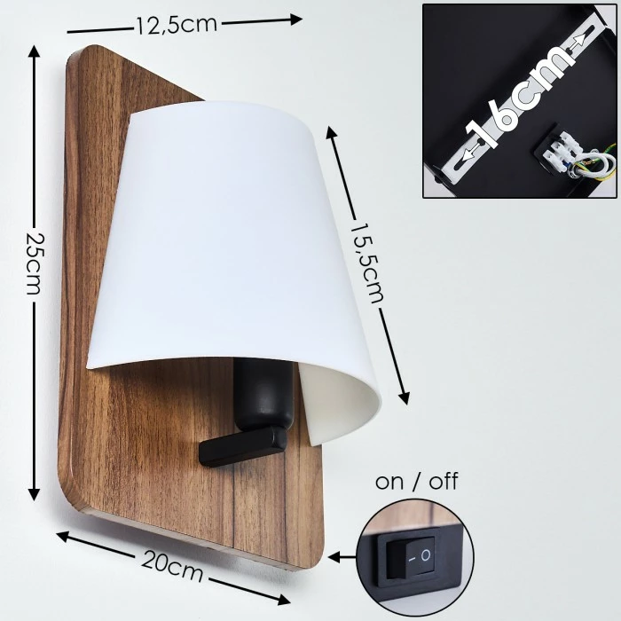 Hofstein Huddinge Wandleuchte Schwarz, Holz dunkel, 1-flammig 2 Hofstein Huddinge Wandleuchte Schwarz, Holz dunkel, 1-flammig – Bild 2