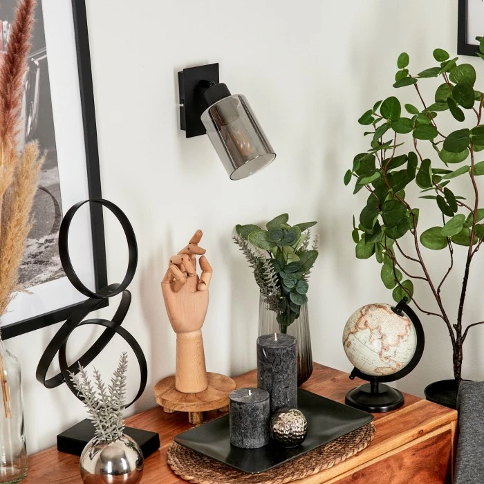 Hofstein Hunouri Wandleuchte Schwarz, 1-flammig 2 Hofstein Hunouri Wandleuchte Schwarz, 1-flammig – Bild 2