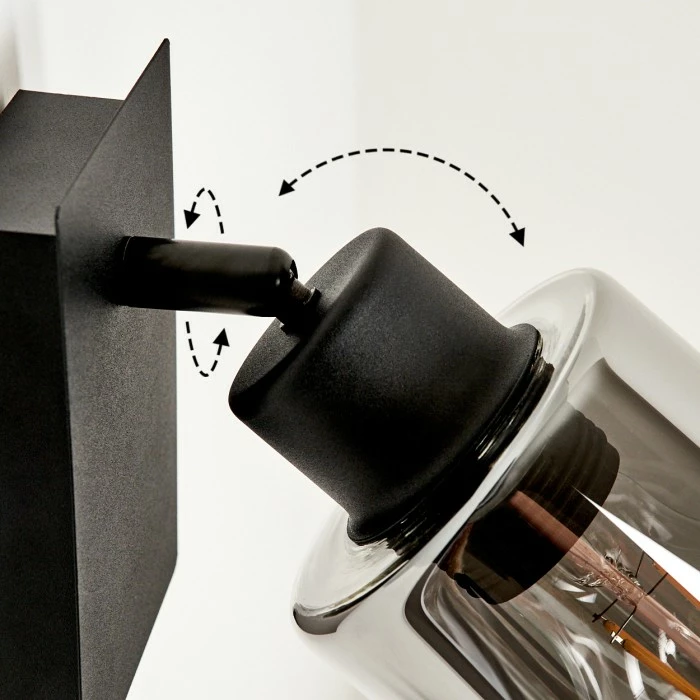 Hofstein Hunouri Wandleuchte Schwarz, 1-flammig 6 Hofstein Hunouri Wandleuchte Schwarz, 1-flammig – Bild 6