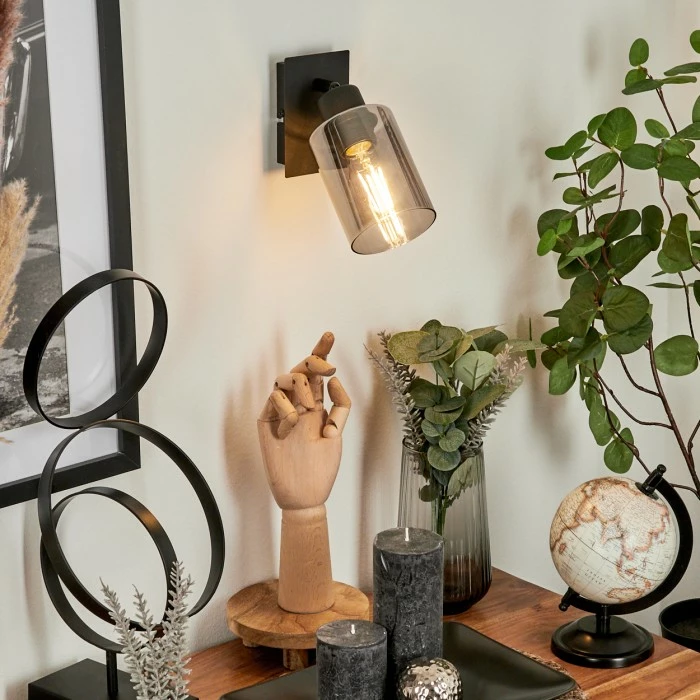 Hofstein Hunouri Wandleuchte Schwarz, 1-flammig 9 Hofstein Hunouri Wandleuchte Schwarz, 1-flammig – Bild 9