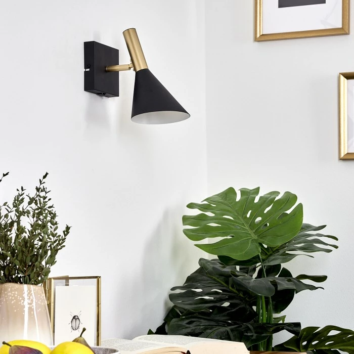 Hofstein Hybla Wandleuchte LED Schwarz, Gold, 1-flammig 2 Hofstein Hybla Wandleuchte LED Schwarz, Gold, 1-flammig – Bild 2