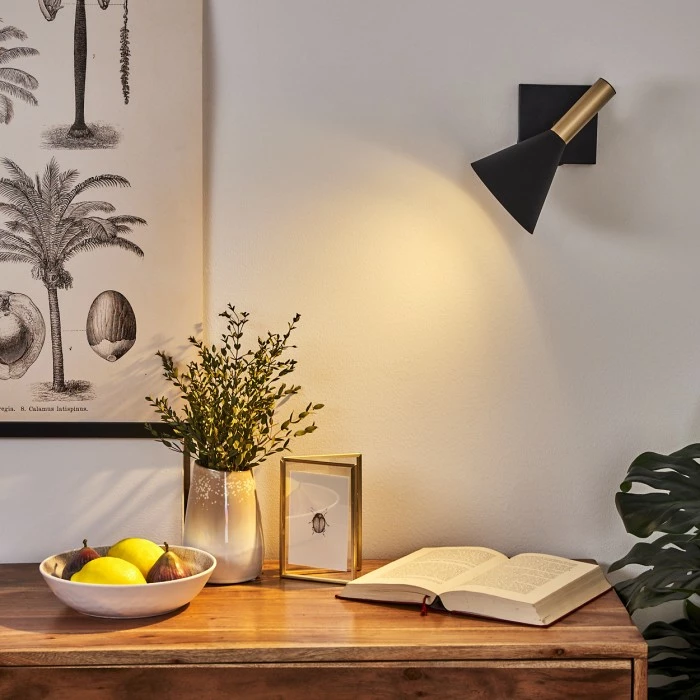 Hofstein Hybla Wandleuchte LED Schwarz, Gold, 1-flammig 11 Hofstein Hybla Wandleuchte LED Schwarz, Gold, 1-flammig – Bild 11