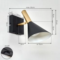 Hofstein Hybla Wandleuchte LED Schwarz, Gold, 1-flammig 15 Hofstein Hybla Wandleuchte LED Schwarz, Gold, 1-flammig -Wandleuchten Verkaufsgeschäft hybla wandleuchte h3412206 3