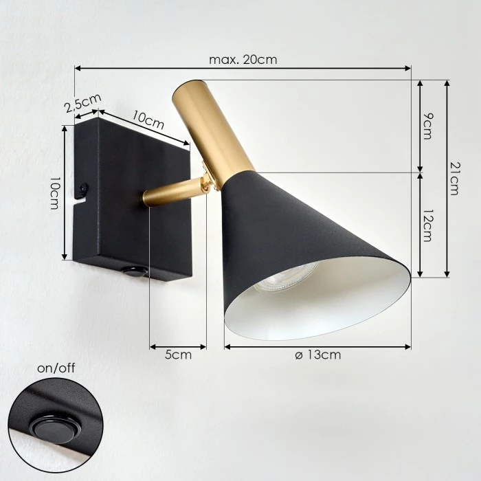 Hofstein Hybla Wandleuchte LED Schwarz, Gold, 1-flammig 4 Hofstein Hybla Wandleuchte LED Schwarz, Gold, 1-flammig – Bild 4