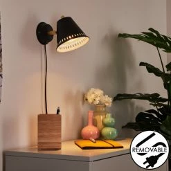 Hofstein Iasoa Wandleuchte Messing, Schwarz, 1-flammig