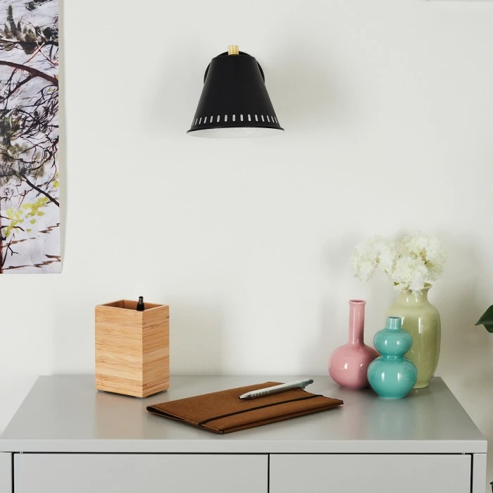 Hofstein Iasoa Wandleuchte Messing, Schwarz, 1-flammig 2 Hofstein Iasoa Wandleuchte Messing, Schwarz, 1-flammig – Bild 2