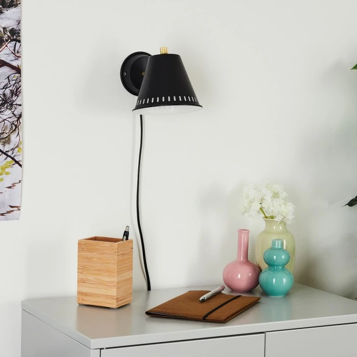 Hofstein Iasoa Wandleuchte Messing, Schwarz, 1-flammig 12 Hofstein Iasoa Wandleuchte Messing, Schwarz, 1-flammig – Bild 12