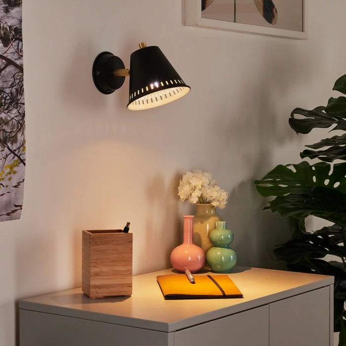 Hofstein Iasoa Wandleuchte Messing, Schwarz, 1-flammig 9 Hofstein Iasoa Wandleuchte Messing, Schwarz, 1-flammig – Bild 9