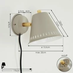 Hofstein Iasoa Wandleuchte Messing, Grau, 1-flammig -Wandleuchten Verkaufsgeschäft iasoa wandleuchte h3414972 3