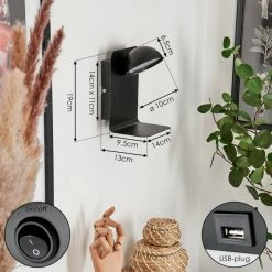 Hofstein Inkeroinen Wandleuchte LED Schwarz, 1-flammig -Wandleuchten Verkaufsgeschäft inkeroinen wandleuchte h3582022 3