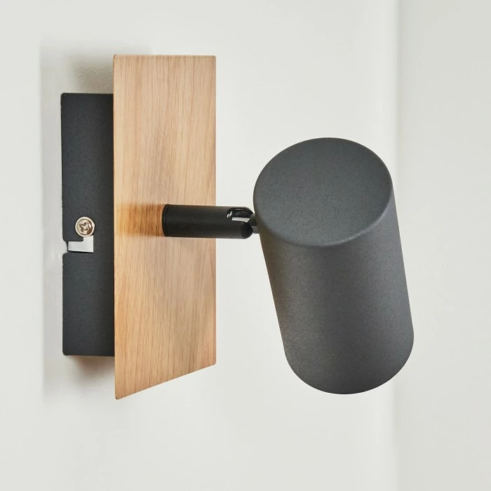 Hofstein Javel Wandleuchte Schwarz, Grau, Holzoptik, 1-flammig 11 Hofstein Javel Wandleuchte Schwarz, Grau, Holzoptik, 1-flammig – Bild 11