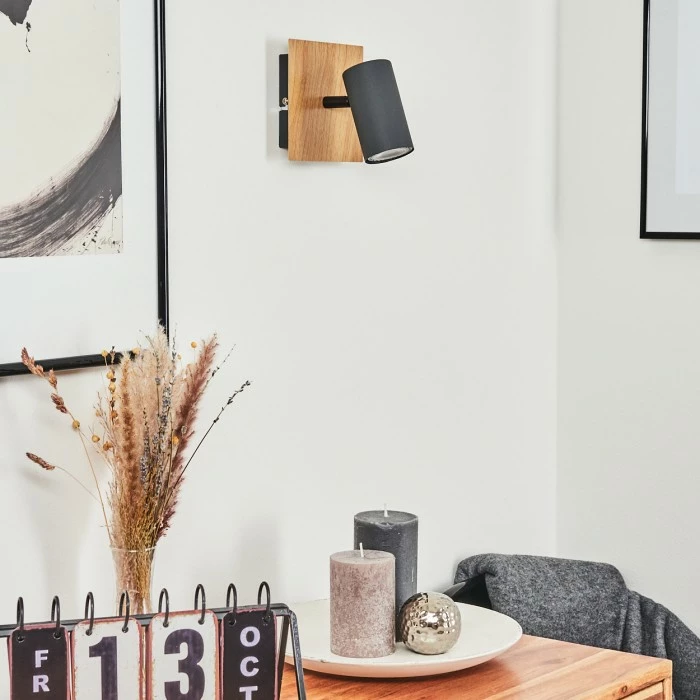 Hofstein Javel Wandleuchte Schwarz, Grau, Holzoptik, 1-flammig 12 Hofstein Javel Wandleuchte Schwarz, Grau, Holzoptik, 1-flammig – Bild 12