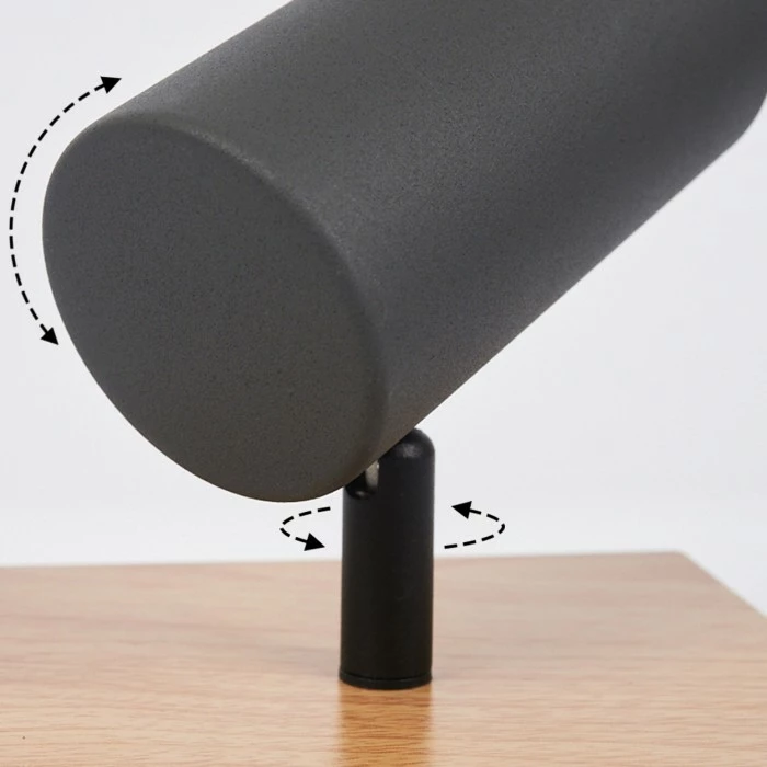 Hofstein Javel Wandleuchte Schwarz, Grau, Holzoptik, 1-flammig 3 Hofstein Javel Wandleuchte Schwarz, Grau, Holzoptik, 1-flammig – Bild 3