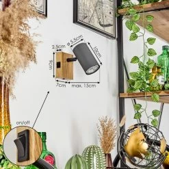 Hofstein Javel Wandleuchte Schwarz, Grau, Holzoptik, 1-flammig -Wandleuchten Verkaufsgeschäft javel wandleuchte h3563977 3