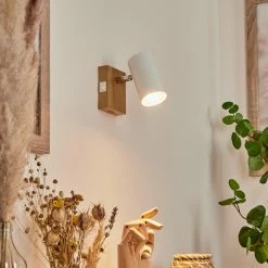 Hofstein Javel Wandleuchte Chrom, Holzoptik, Naturfarben, 1-flammig -Wandleuchten Verkaufsgeschäft javel wandleuchte h3564028 9