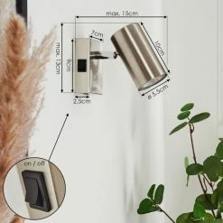 Hofstein Javel Wandleuchte Nickel-Matt, Chrom, 1-flammig -Wandleuchten Verkaufsgeschäft javel wandleuchte h3599709 3