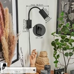 Hofstein Javel Wandleuchte Schwarz, 1-flammig -Wandleuchten Verkaufsgeschäft javel wandleuchte h3612712 3