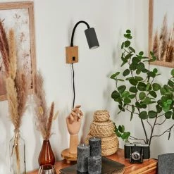 Hofstein Javel Wandleuchte Anthrazit, Holzoptik, 1-flammig -Wandleuchten Verkaufsgeschäft javel wandleuchte h3613153 9