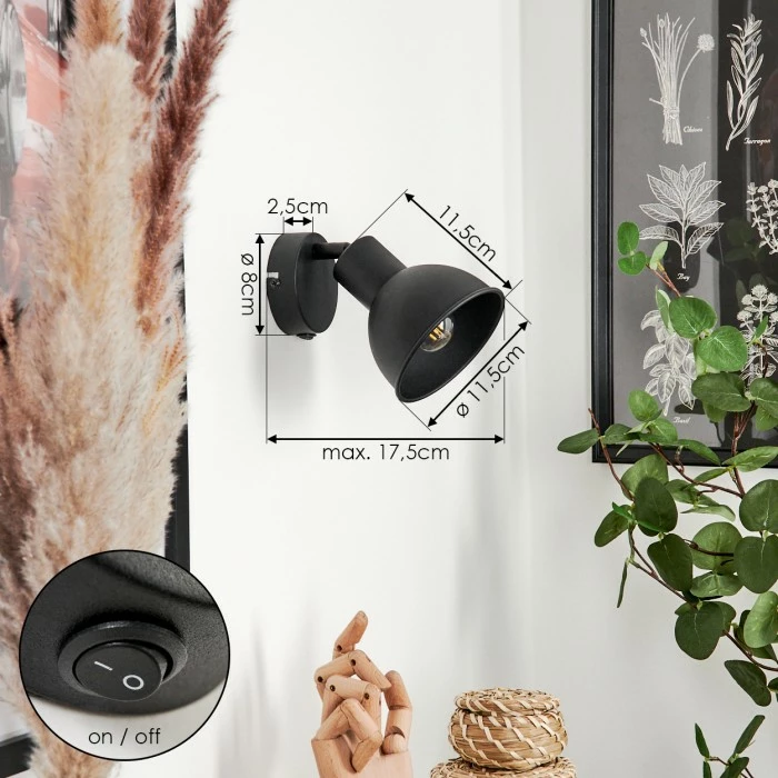 Hofstein Kansela Wandleuchte Schwarz, 1-flammig 4 Hofstein Kansela Wandleuchte Schwarz, 1-flammig – Bild 4