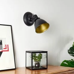 Hofstein Koppom Wandleuchte Schwarz, 1-flammig -Wandleuchten Verkaufsgeschäft koppom wandleuchte h3013007 do2 17