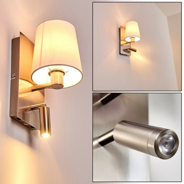 Hofstein Kublis Wandleuchte LED Nickel-Matt, 2-flammig 1 Hofstein Kublis Wandleuchte LED Nickel-Matt, 2-flammig