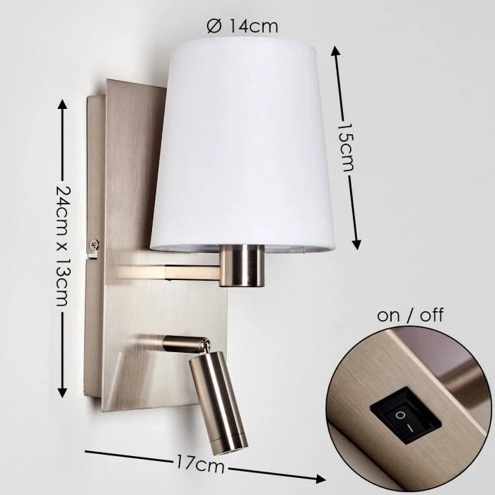 Hofstein Kublis Wandleuchte LED Nickel-Matt, 2-flammig 2 Hofstein Kublis Wandleuchte LED Nickel-Matt, 2-flammig – Bild 2