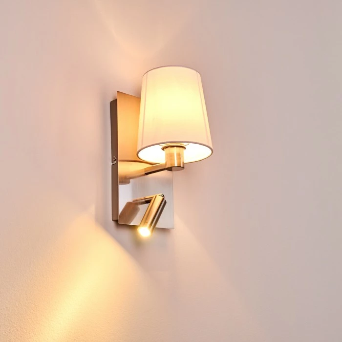 Hofstein Kublis Wandleuchte LED Nickel-Matt, 2-flammig 7 Hofstein Kublis Wandleuchte LED Nickel-Matt, 2-flammig – Bild 7