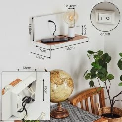 Hofstein Lafinur Wandleuchte Braun, Weiß, Holzoptik, 1-flammig -Wandleuchten Verkaufsgeschäft lafinur wandleuchte h3565360 3