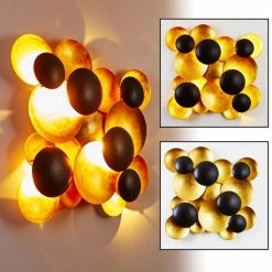 Holländer LED Wandleuchte gold-schwarz Schwarz, Gold, 9-flammig
