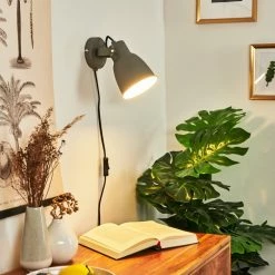 Hofstein Leiwoma Wandleuchte Schwarz, Grau, 1-flammig