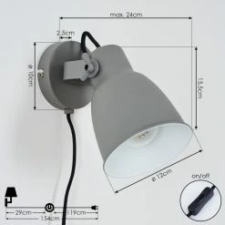 Hofstein Leiwoma Wandleuchte Schwarz, Grau, 1-flammig -Wandleuchten Verkaufsgeschäft leiwoma wandleuchte h3420614 3