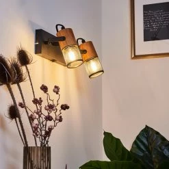 Hofstein Lenalau Wandleuchte Schwarz, 2-flammig