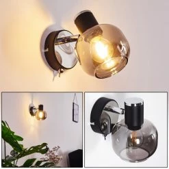 Hofstein Lexington Wandleuchte Chrom, Schwarz, 1-flammig