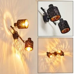 Hofstein Liared Wandleuchte Schwarz, 2-flammig