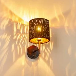 Hofstein Liared Wandleuchte Schwarz-Gold, 1-flammig -Wandleuchten Verkaufsgeschäft liared wandleuchte h3277775 do1 6