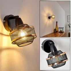 Hofstein Limassol Wandleuchte Schwarz, 1-flammig