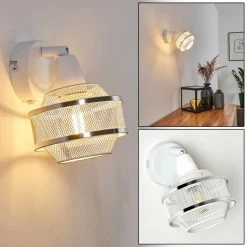 Hofstein Limassol Wandleuchte Chrom, Weiß, 1-flammig