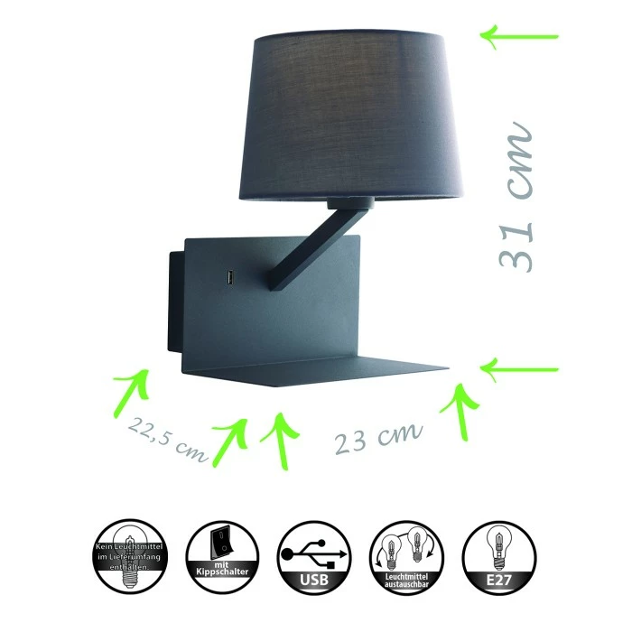 Luce Design Ciak Wandleuchte Grau, 1-flammig 2 Luce Design Ciak Wandleuchte Grau, 1-flammig – Bild 2