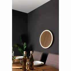 Luce Design MOON Wandleuchte LED Schwarz, Braun, Holzoptik, 1-flammig