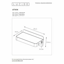 Lucide ATKIN Wandleuchte LED Schwarz, 1-flammig -Wandleuchten Verkaufsgeschäft lucide atkin wandleuchte 77280 05 30 6