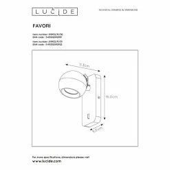 Lucide FAVORI Wandleuchte Schwarz, 1-flammig -Wandleuchten Verkaufsgeschäft lucide favori wandleuchte 09932 11 30 4