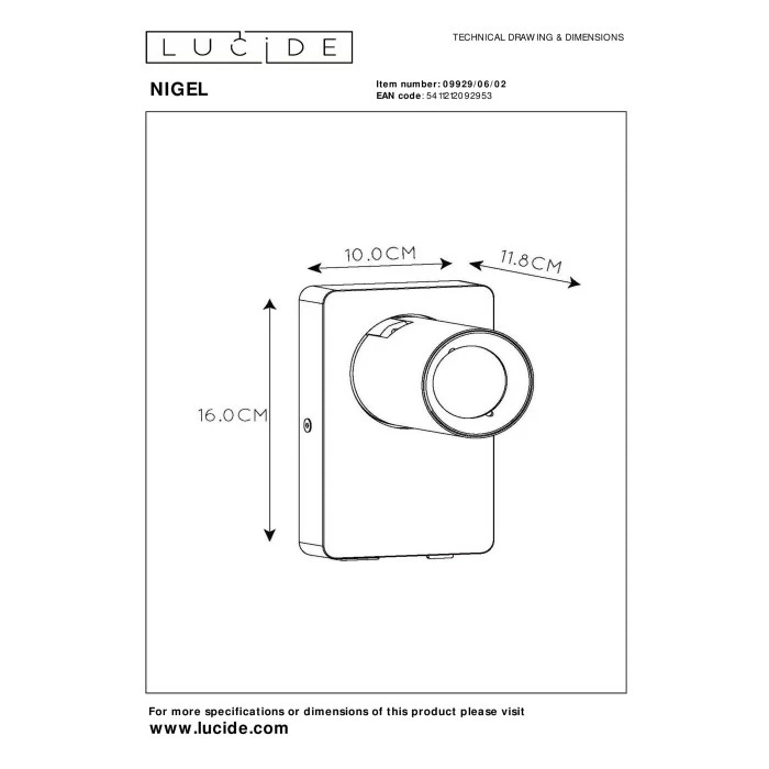 Lucide NIGEL Wandleuchte LED Messing, Gold, 1-flammig 5 Lucide NIGEL Wandleuchte LED Messing, Gold, 1-flammig – Bild 5