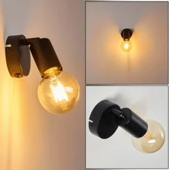 Hofstein Maidford Wandleuchte Schwarz, 1-flammig