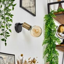 Hofstein Maidford Wandleuchte Messing, Schwarz, 1-flammig -Wandleuchten Verkaufsgeschäft maidford wandleuchte h3388112 11