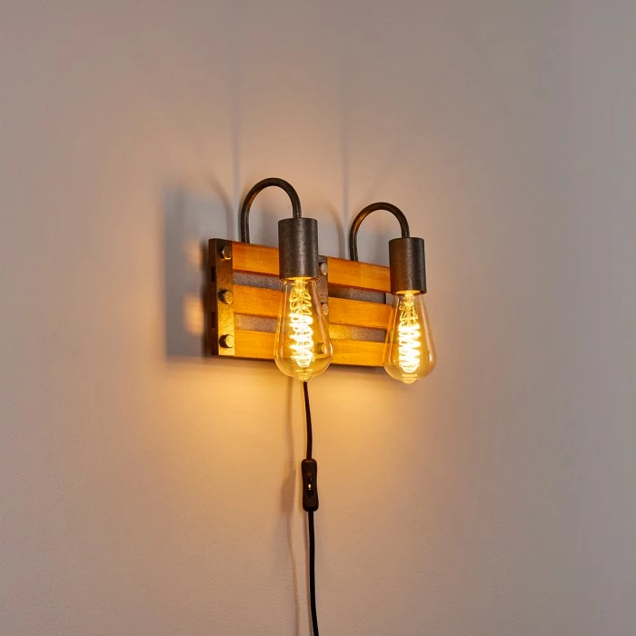 Hofstein Mallard Wandleuchte Silber, Holz hell, 2-flammig 15 Hofstein Mallard Wandleuchte Silber, Holz hell, 2-flammig – Bild 15