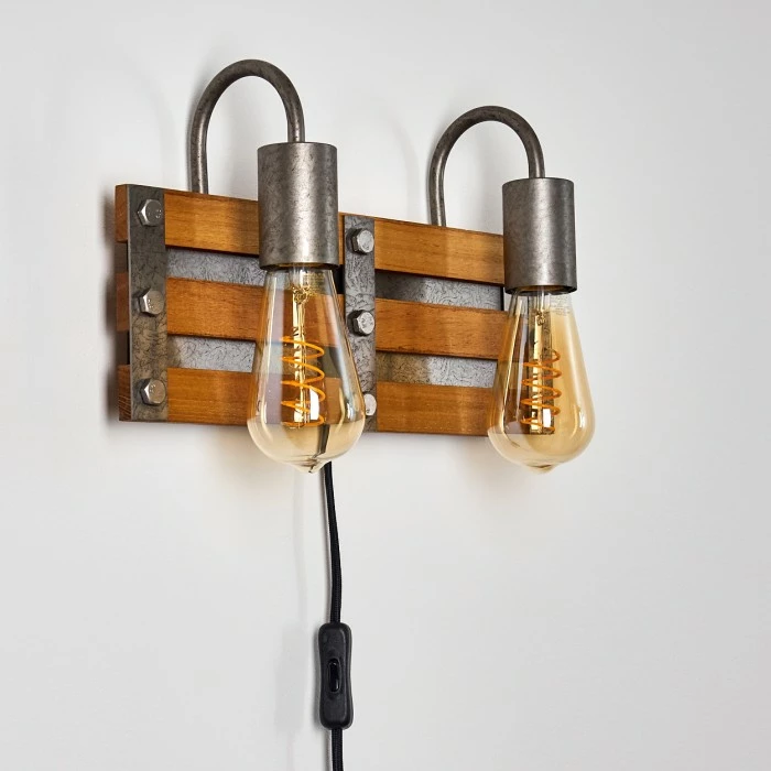 Hofstein Mallard Wandleuchte Silber, Holz hell, 2-flammig 9 Hofstein Mallard Wandleuchte Silber, Holz hell, 2-flammig – Bild 9