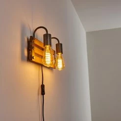 Hofstein Mallard Wandleuchte Silber, Holz hell, 2-flammig 27 Hofstein Mallard Wandleuchte Silber, Holz hell, 2-flammig -Wandleuchten Verkaufsgeschäft mallard wandleuchte h3364321 9